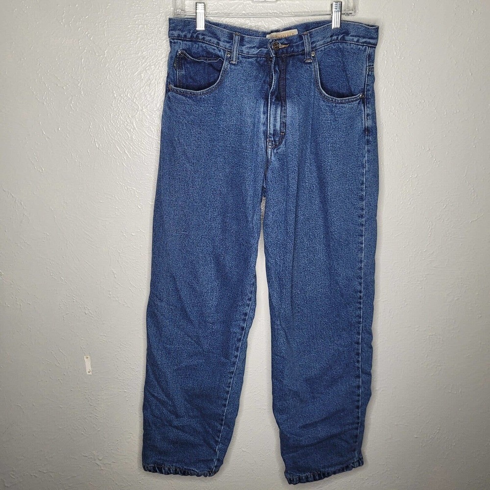 Cabelas Casual Flannel Lined Blue Jeans Denim Women's Size 16 straight leg mom